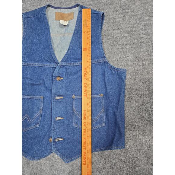 Vintage Wrangler Denim Vest Mens Large Blue Authentic Western Made USA 90s - Picture 5 of 8